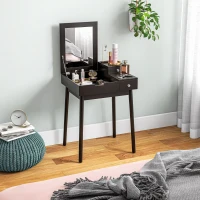 HOMCOM Makeup Vanity Table with Flip-up Mirror, Modern Dressing Table with 2 Drawers for Bedroom, Black(m-8)