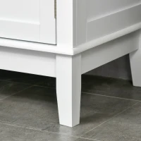 kleankin Bathroom Floor Cabinet with 2 Storage Cabinets, Tempered Glass Door, Freestanding Linen Tower with Adjustable Shelves for Living Room, White(m-8)