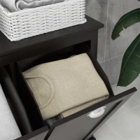 HOMCOM Tilt-Out Laundry Storage Cabinet, Bathroom Storage Organizer with Two-Compartment Tilt Out Hamper, Black(m-9)