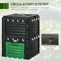Outsunny Outdoor Compost Bin Garden Container, Fast Creation of Fertile Soil Aerating Compost Box, 80 Gallon, Green(m-7)