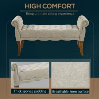 HOMCOM Traditional Style End of Bed Bench, Upholstered Entryway Bench with Button Tufted and Rounded Arm, Beige(m-5)