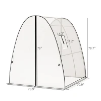 Outsunny Tunnel Hoop House Greenhouse with Sandbags and Hemmed PE Cover, 2 Doors and Screen Windows, 6' x 6' x 6.6', White(m-3)
