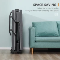 HOMCOM Rollaway Bed, Folding Bed with 3.25" Mattress, Portable Foldable Guest Bed with Adjustable Backrest, and Metal Frame on Wheels, Dark Grey(m-5)