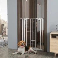 PawHut 41" Easy Open Indoor Dog Gates for Doorways, House, Stair - White(m-8)