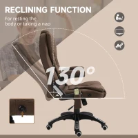 Vinsetto Reclining Massage Office Chair, Executive Office Chair with High Back, Swivel Wheels, Brown(m-7)