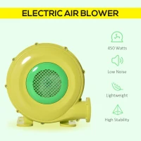 Outsunny Bounce Air blower for Inflatable House 450-Watt Electric Fan Blower Compact and Energy Efficient Pump Indoor Outdoor, Bouncy Castle and Pneumatic Swimming Pool, Yellow(m-4)