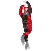 Outsunny 36" Outdoor Halloween Decorations Hanging Clown, Sound and Motion Activated Animated Prop, Animatronic Décor with Light Up Eyes, Circus Music(m-1)