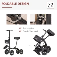 HOMCOM Seated Walker, Foldable Steerable Medical Scooter, Compact Crutch Alternative with Braking System and Storage Bag, Black(m-5)