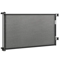 PawHut Retractable Pet Gate w/ Single Hand Operation, for Stairs, Doorways, Hallways - Black(m-2)