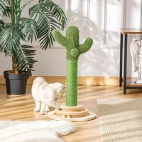 PawHut Cat Scratching Post, Cute Cactus Scratching Post, Nature Sisal Cat Scratcher with Ball Toys for Indoor Cats(m-7)