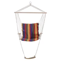 Outsunny Patio Hammock Chair, Portable Hanging Cotton Rope Hammock Swing Chair Sleeping Bed Seat with Footrest for Outdoor Garden Yard Camping Red(m-11)