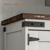 HOMCOM Farmhouse TV Stand Small Minimalist Barn Doors Cable Management for 65" TV Small Space Apartment Distressed White(m-10)