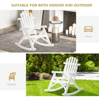 Outsunny Outdoor Wooden Rocking Chair, Single-Person Adirondack Rocking Patio Chair with Rustic High Back, Slatted Seat and Backrest for Indoor, Backyard, Garden, White(m-7)