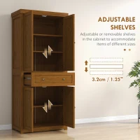 HOMCOM 72.5" Kitchen Pantry Cabinet, Tall Storage Cabinet with Doors, Drawer, and Adjustable Shelves, Distressed Brown(m-7)