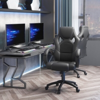 HOMCOM Racing Gaming Chair Office Chair Computer Desk Gamer Chair with Swivel Wheels, Padded Headrest, Tilt Function, Black