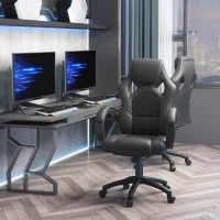 HOMCOM Racing Gaming Chair Office Chair Computer Desk Gamer Chair with Swivel Wheels, Padded Headrest, Tilt Function, Black(m-1)