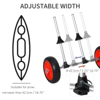 Soozier Kayak Cart, Trolley Trailer Kayak Wheels with Strong Aluminum Frame, Adjustable Width Crossbar, & Large Tires(m-6)