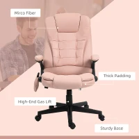 Vinsetto 6 Point Vibrating Massage Office Chair with Heat, Microfiber Massage Desk Chair with Reclining Backrest, Pink(m-9)