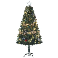 HOMCOM 6ft Artificial Prelit Christmas Tree with 150 Warm White LED Lights, Xmas Tree for Home Office Holiday(m-2)