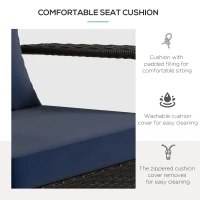 Outsunny Patio Wicker Adirondack Chair, Outdoor Rattan Muskoka Chair with Cushions for Patio, Garden, Backyard Dark Blue(m-5)