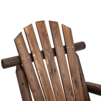 Outsunny Outdoor Wooden Rocking Chair, Single-Person Adirondack Rocking Patio Chair with Rustic High Back, Slatted Seat and Backrest for Indoor, Backyard, Garden, Carbonized(m-8)
