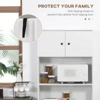 HOMCOM 71" Kitchen Buffet with Hutch, Pantry Storage Cabinet with Shelves and Microwave Countertop, White(m-5)