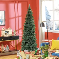 HOMCOM 7ft Tall Pencil Artificial Christmas Tree with 687 Branch Tips with Steel Base, Green(m-8)