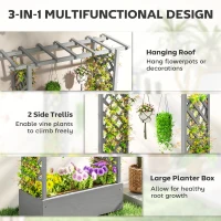 Outsunny Wooden Raised Garden Bed with Trellis, Outdoor Planter Box with Hanging Roof, Drainage Holes and Bed Liner(m-4)