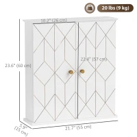 HOMCOM Bathroom Wall Cabinet, Medicine Cabinet, Storage Cabinet with 2 Doors, Adjustable Shelf, White(m-3)