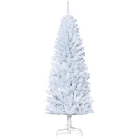HOMCOM 5FT Pencil Christmas Tree, Artificial Christmas Tree with Automatic Open for Home Party, White(m-11)