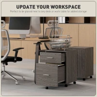Vinsetto Mobile Filing Cabinet, Vertical File Cabinet with 2 Drawers, Wheels, for Letter or A4 File, Grey(m-7)
