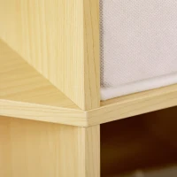 HOMCOM Kids Corner Cabinet, Cubby Toy Storage Organizer, Bookshelf Unit with Three Baskets for Playroom, Bedroom, Living Room, Natural(m-8)