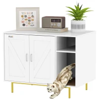 PawHut Cat Litter Box Enclosure End Side Table with Scratching Pad, Storage, for Living Room, Bedroom, 31.5" x 20" x 24"(m-11)