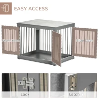 PawHut Dog Crate Furniture, Dog Kennel with Three Doors, Locks and Latches, Indoor Use, for Medium Dogs, Grey(m-6)