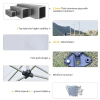 Outsunny 10'x20' Aluminum Pop Up Canopy Tent, Upgraded Thicker Tube Instant Party Tent with Wheeled Bag, 2-Level Adjustable, XL Large Ground Stakes for Events Patio Backyard(m-6)