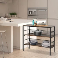 HOMCOM 3 Tier Bookshelf Industrial Display Rack, 39 Inch Wood Metal Bookcase with Adjustable Feet for Living Room, Balcony, Kitchen, Brown(m-4)