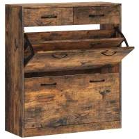 HOMCOM Narrow Shoe Storage with 2 Flip Drawers and Adjustable Shelves Shoe Organizer Cabinet for 12 Pairs of Shoes, Brown(m-11)