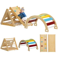 Qaba 7 in 1 Pikler Triangle Set with Ramp & Arch Ladder for 18-48 Months, Multicolored(m-11)