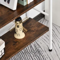 HOMCOM 3-Tier Console Table Industrial Style Storage Metal Wooden Shelf with a Robust Multi-Functional Design & Adjustable Feet, White(m-8)