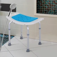 HOMCOM Height Adjustable Shower Chair, 20.5"W Aluminum Shower Stool for Inside Shower with Suction Cup Feet, EVA Padded Bath Seat for Senior, Elderly, Disabled(m-7)