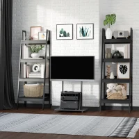 HOMCOM Set of 2, 4 Tier Ladder Shelf Bookcase, Multi-Use Display Rack, Storage Shelving Unit Display Stand, Flower Plant Stand, Home Office Furniture, Black(m-6)