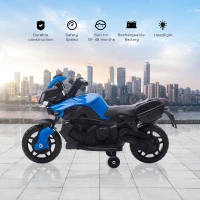 AOSOM Kids Electric Motorcycle Ride-On Toy 6V 3 km/h Max Speed for Kids 18 - 48 months Blue(m-4)
