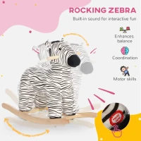 Qaba Zebra Shaped Kids Rocking Horse with Realistic Sound for 2-4 Years, Black(m-4)