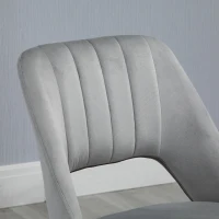 Vinsetto Mid Back Office Chair Velvet Fabric Swivel Scallop Shape Computer Desk Chair, Grey(m-10)