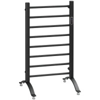 HOMCOM 8-Bar Heated Towel Warmer Rack with Built-in Timer and LED Indicators, Wall Mounted & Free Standing Carbon Steel Electric Towel Bar with Adjustable Temperature, Black(m-11)