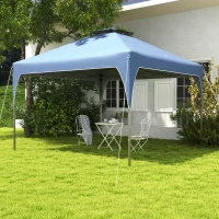 Outsunny 10'x10' Pop Up Canopy, Easy Set Up Party Tent with 2 Tier Vented Roof and Carrying Bag for Outdoor, Garden, Camping, Blue(m-7)
