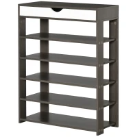 HOMCOM Shoe Rack, Free Standing Shoe Cabinet with Drawer and 5-tier Storage Shelf, Shoe Storage Organizer for Entryway, Grey(m-11)