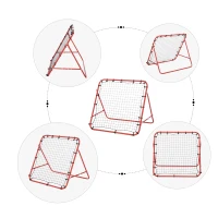 HOMCOM Volleyball Rebounder Net Football Training Aid Kickback Target Play Red(m-6)