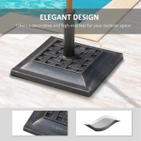 Outsunny 20 lbs Patio Market Umbrella Base Stand Resin Parasol Holder Square with Beautiful Decorative Pattern & Easy Setup, for Φ1.5", Φ1.89" Pole, for Beach, Lawn, Deck, Backyard, Garden, Bronze(m-5)