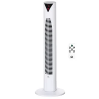 HOMCOM Freestanding Tower Fan Cooling for Home Bedroom with 3 Speed, 12h Timer, Oscillating, LED Sensor Panel, Remote Controller, White(m-11)